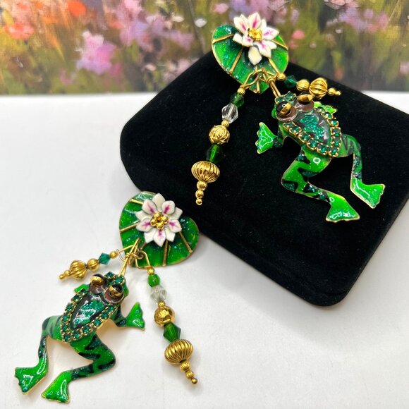 Lunch at the Ritz Jewelry - Lunch at the Ritz French Toads Pierced Earrings 1992
